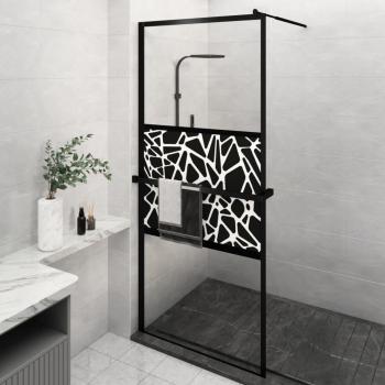 vidaXL Walk-in Shower Wall with Shelf Black 100x195 cm ESG Glass & Aluminium