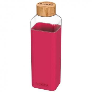 Botella de vidrio Quokka Storm 700 ml con funda de silicona color burdeos