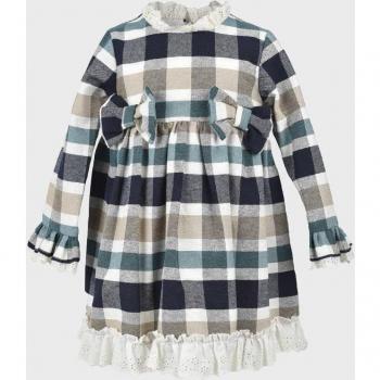 Vestido de bebé niña con lazos y manga larga