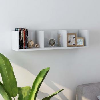 Estantería de pared CD contrachapada 75x18x18 cm en Blanco, Negro y Roble Sonoma - Mueble de Almacenaje para Oficina, Estudio y Dormitorio, Estantería/Librería