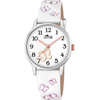 Reloj Lotus Junior 18864/1 para Niña con Caja de Acero Inoxidable 316L Plateado y Correa de Piel Blanca