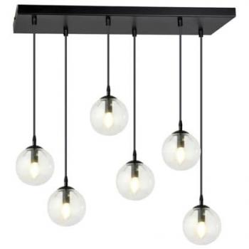 Lámpara de Suspensión Cosmo - Acero Negro con Recubrimiento de Polvo y Vidrio - 65x120x22 cm