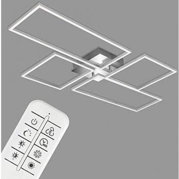 Plafón LED Dimmerable CCT con Control Remoto y Luz Nocturna, Cromo-Aluminio, 110x54cm