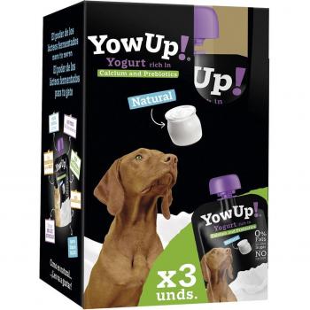 YowUp Yogur Natural Sin Lactosa para Perros Adultos, Snack/Comida Húmeda, 3 x 115 g