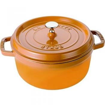 STAUB Asador/Cocotte de hierro fundido, Redondo 24 cm, 3,8 L, Amarillo mostaza