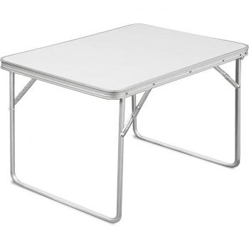 Mesa de Camping Plegable de Aluminio Blanca 80x60x70 cm con Mango de Transporte