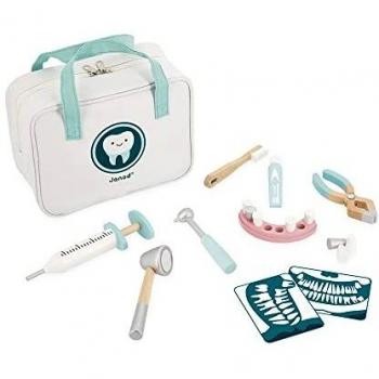 Juego de Imitación Maletín de Dentista - Janod 06550 JU06550 JANOD, incluye maletín portátil, herramientas dentales de madera, diseño colorido y atractivo, fomenta la creatividad y el juego simbólico