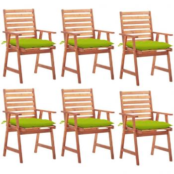 vidaXL - Sillas comedor de jardín y cojines 6 uds madera maciza de acacia