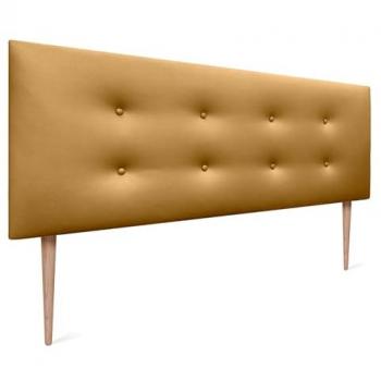 Cabecero Tapizado de Polipiel Dorado Aqualine con 2 Hileras de Botones y Patas - 145x105cm (Camas 120/135/140)