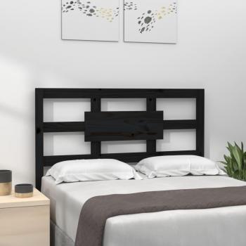 Cabecero de cama negra 95,5x4x100 cm madera maciza de pino