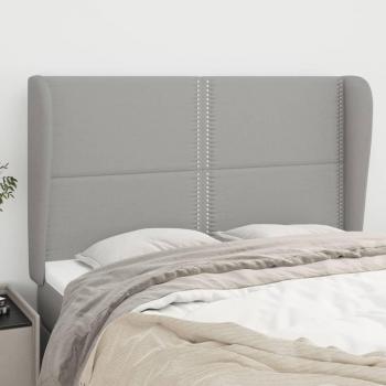 Cabecero con orejas de tela gris claro 147x23x118/128 cm