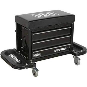 Sealey SCR18B Mechanic's Utility Seat & Toolbox - Black