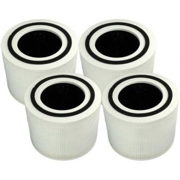 Filtro HEPA 4x Reemplazo para Purificador de Aire Levoit 817915027073 - Filtro de Repuesto con Carbón Activado Integrado