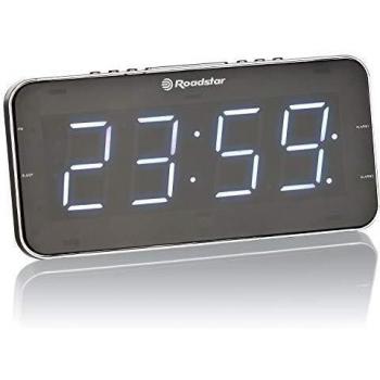 Roadstar Radio Reloj Despertador CLR-2615 New Slim, Plata, 2 Alarma