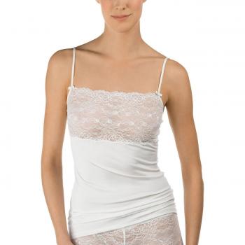 Calida Sensual Secrets Lace Spaghetti-Top Camisole in Alabaster Crème, Medium