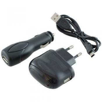 Kit 4 en 1 cable y cargador de red y coche mini usb