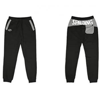 Spalding Pantalones Largos Funk de Baloncesto Gris Jaspeado/Negro, 80% algodón, Talla XXL