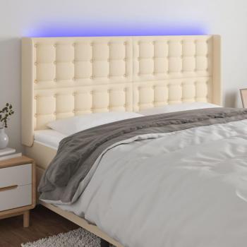 Cabecero LED de Tela Color Crema 163x16x128 cm