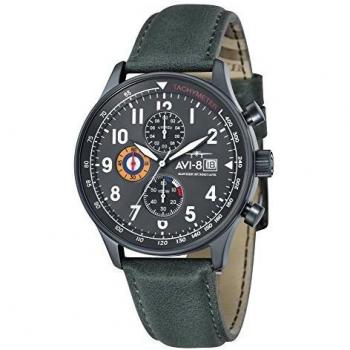 AVI 8 Men's Analogue Japanese Quartz Movement Watch with Leather Strap AV-4011-0D