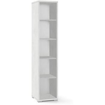 Librería moderna estrecha de madera blanca óxido con cuatro estantes 39x41x182 cm