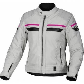 Macna Oryon Chaqueta textil impermeable de moto para mujer en gris claro