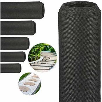 Pack de 6 Rollos de Tela Antihierbas 50 g/m² Permeable, Impermeable y Resistente a los Rayos UV, Polipropileno, Negro, 5 m