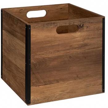 Cesta de almacenamiento industrial de madera marrón 31 x 15 cm - 5 Five