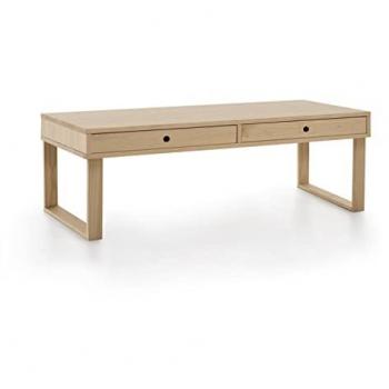 Eros Mesa de Centro Salón Mesa Comedor Madera Maciza Natural Color Natural Pata U Medidas: 100 cm x 50 cm x 48 cm