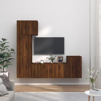 Set de muebles para TV 5 piezas madera contrachapada roble marrón vidaXL
