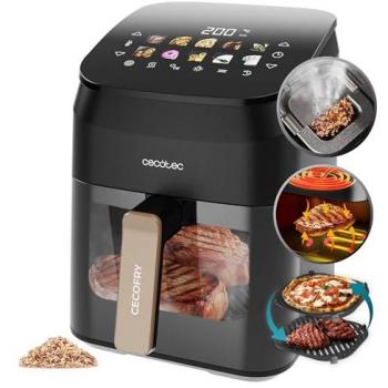 Freidora de Aire Cecofry&Grill Smokin' 4500 - 4,5L, 1900W, Sin Aceite, Plancha, Grill, Doble Resistencia, Ahumador Integrado