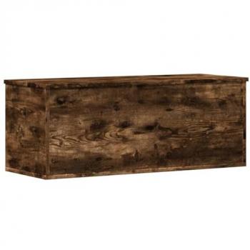Caja de almacenaje de madera ingeniería roble ahumado 90x35x35 cm marrón, cofre de almacenamiento para mantas y juguetes