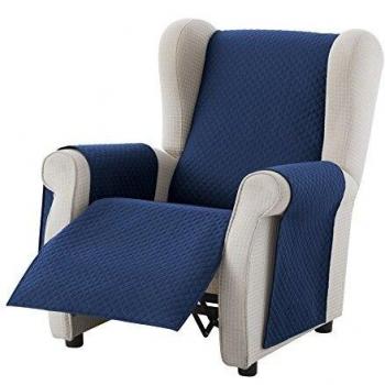 textil-home Funda Cubre Sillón Relax Adele, Tamaño 1 Plaza -Protecto Sofá Acolchado Reversible. Color Azul