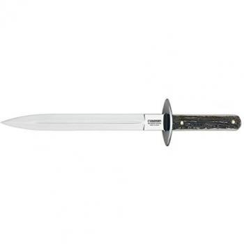 Daga de montería Cudeman 112-C con mango de ciervo y hoja de 16.5 cm.