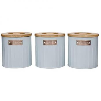 Botes de almacenamiento Kitchen Craft, azul claro, 3 piezas, en caja de regalo