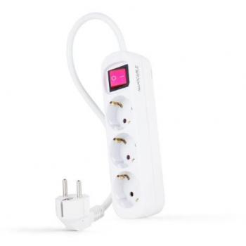 Nanocable Regleta de Enchufes con 3 Tomas Tipo F con Interruptor 1.4m Blanco