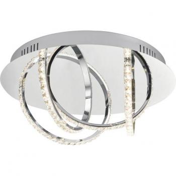 Plafón Zancara cromado pulido y cristal 1 bombilla, Lámpara de techo empotrada en cromo pulido y cristal led, 4x led