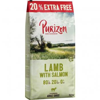 Purizon Adult Cordero con salmón, sin cereales - 12 + 2,4 kg ¡gratis!