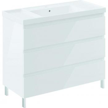 Mueble de Baño Cosmic con Lavabo Teckstone 3 Cajones - Blanco Brillo