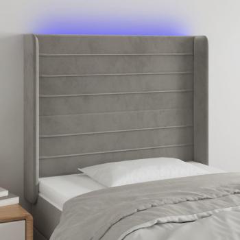 Cabecero LED de Terciopelo Gris Claro 103x16x128 cm con Iluminación Integrada