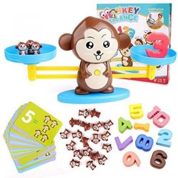 BBLIKE Juguete de Matemáticas, 65 PCS Monkey Balance Tarjetas de Matemáticas Bloque Digital Juego Educativo Juegos de Matemáticas Regalo para Niños y Niñas