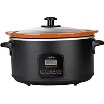 JATA JEOL2145 - Olla de cocción lenta digital con capacidad de 5 litros, Cuba cerámica de terracota extraíble y apta para lavavajillas y horno, 3 niveles de calor, Cocina sana y tradicional
