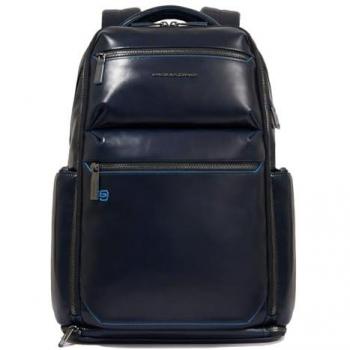 Piquadro RFID Leather Laptop Backpack with USB Charging - 42cm Computer Rucksack for Men