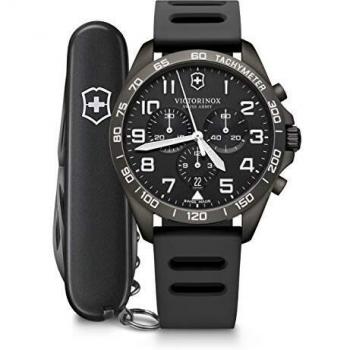 Victorinox Swiss Army Fieldforce Sport Chronograph Men's Watch 42mm Black Dial Rubber Strap Quartz 100M