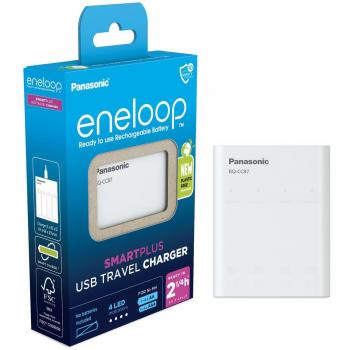 Cargador USB SmartPlus Panasonic Eneloop BQ-CC87 con función de power bank para 4 pilas AA/AAA, NiMH