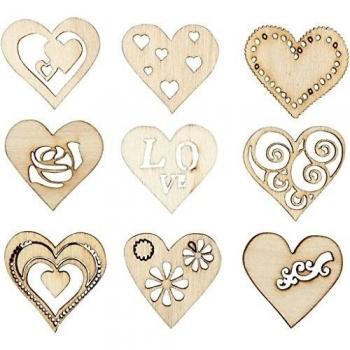 Decoraciones de madera, tamaño 28 mm, amor, 45asstd