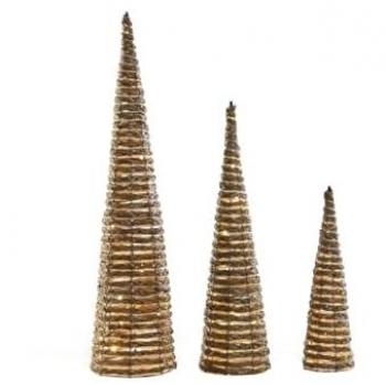 Adorno Navideño Blanco Natural 20 x 20 x 80 cm (3 Piezas) DKD Home Decor