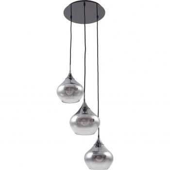 Lámpara colgante Lucande Jarven, 3 luces, negra, de vidrio