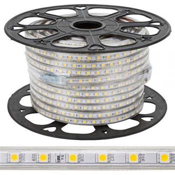 Tira LED SMD5050 60 LEDs/M 500W 42.000Lm 3000ºK IP65 220VAC x50M 40.000H - Blanco Cálido
