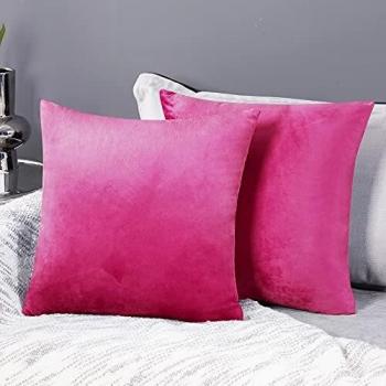 Deconovo Fundas para Cojines de Almohada del Sofá Cubierta Suave Decorativa Protector para Hogar 2 Piezas 45 x 45 cm Fucsia