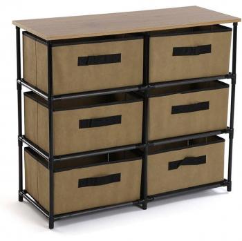 Cajonera Versa de Estilo Rústico con 6 cajones, medidas 68 x 30 x 75,6 cm, color beige